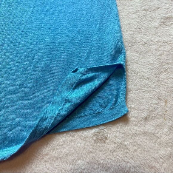J. Jill Robin Egg Blue Linen Blend 3/4 Sleeve Cardigan Sweater Size Medium - Picture 8 of 12